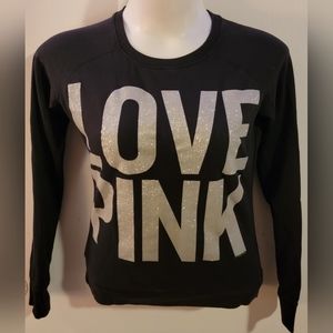 PINK VS Glitter Spellout Vintage Pajama Sweatshirt